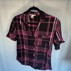 Victoria’s Secret Pink Black Plaid Flannel Shimmer PJ Set Size X Small - 0339
